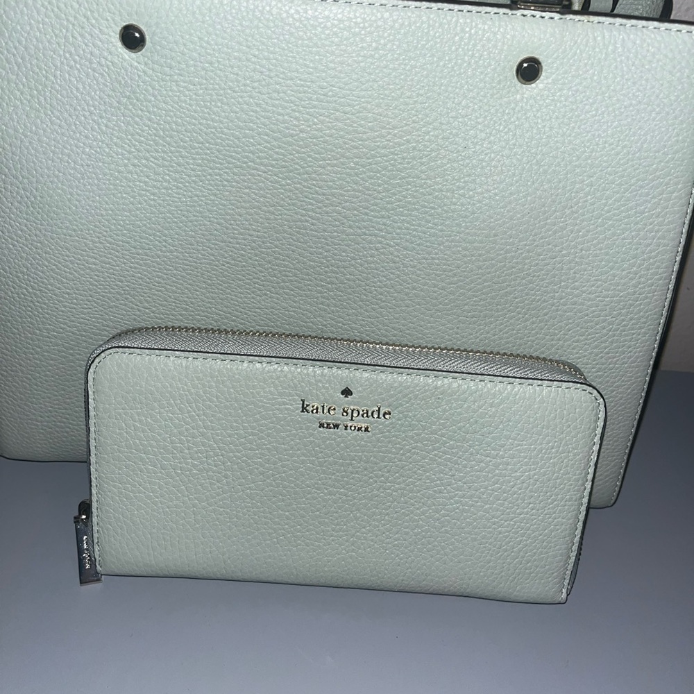 Kate Spade Light Gray Bag and Wallet Set